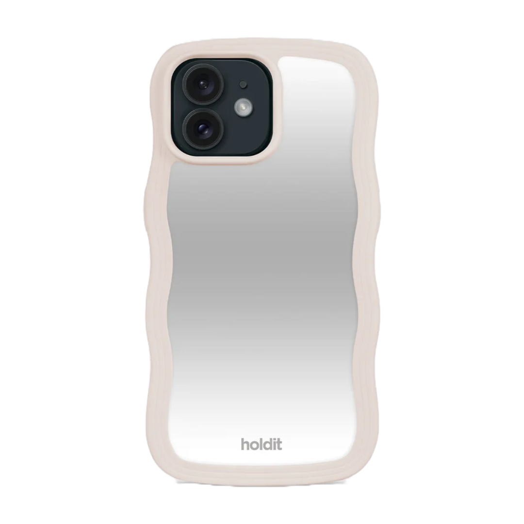 Holdit Wavy Case Light Beige/Mirror iPhone 12/12 Pro framifrån