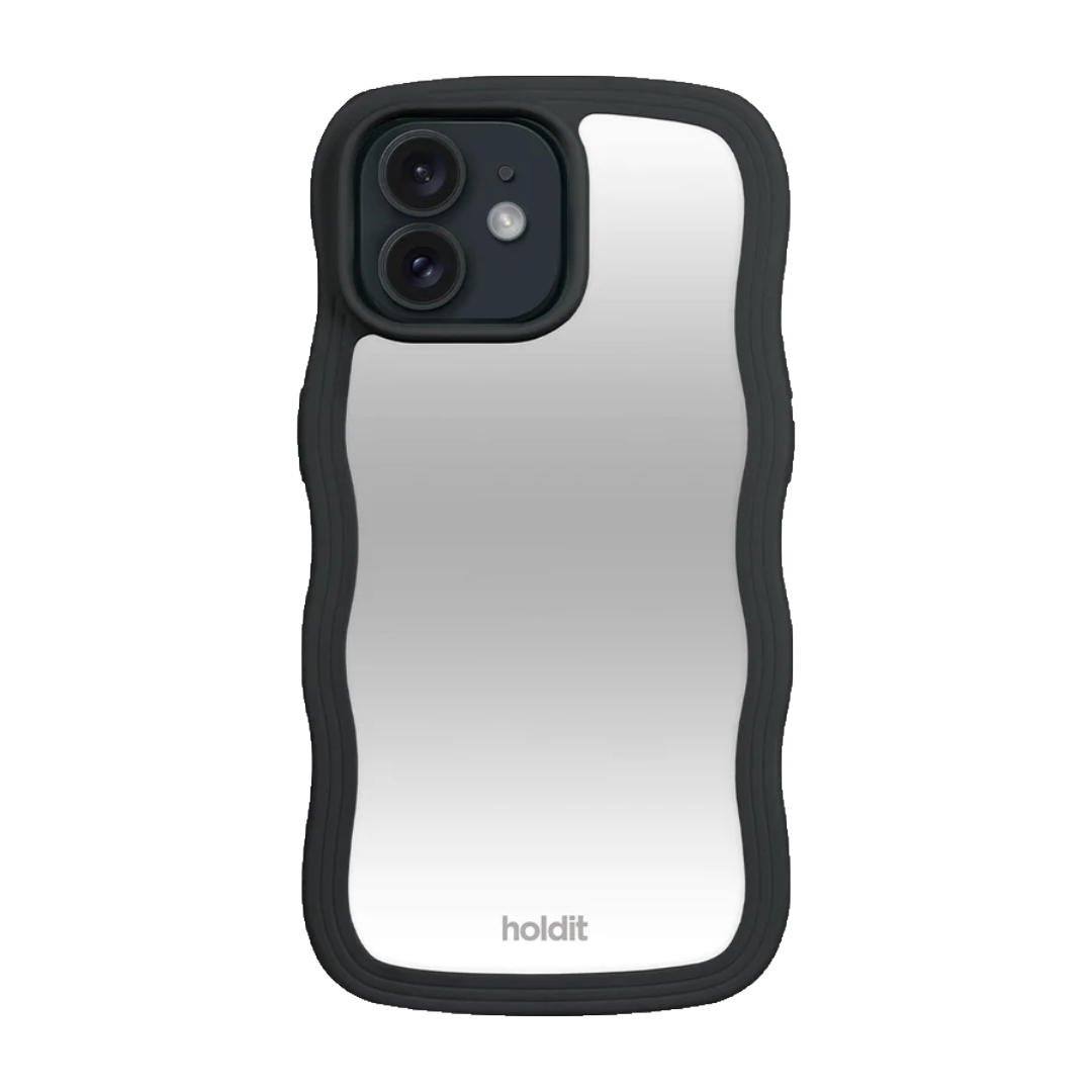 Holdit Wavy Case Black/Mirror iPhone 12/12 Pro framifrån